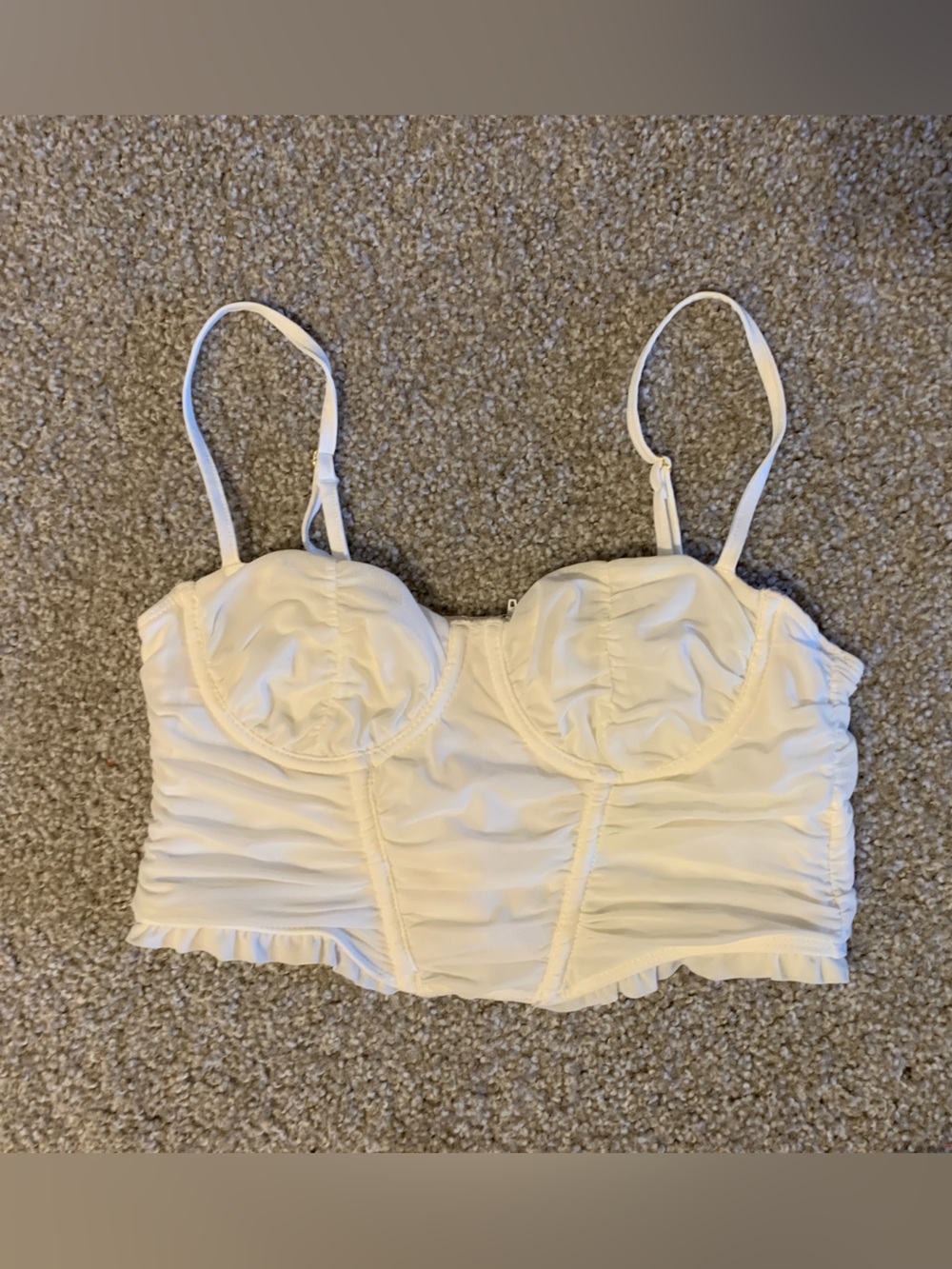 Women’s Cream Ruched Bustier Bralette Crop Top